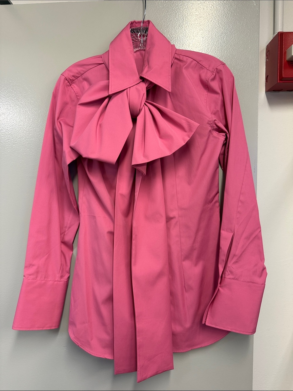 Mango Fuchsia Bow-Tie Button Down Blouse